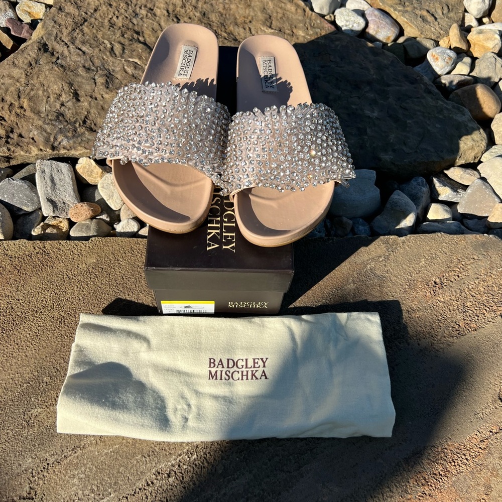 Badgley Mischka Horton Crystal Embellished Slides